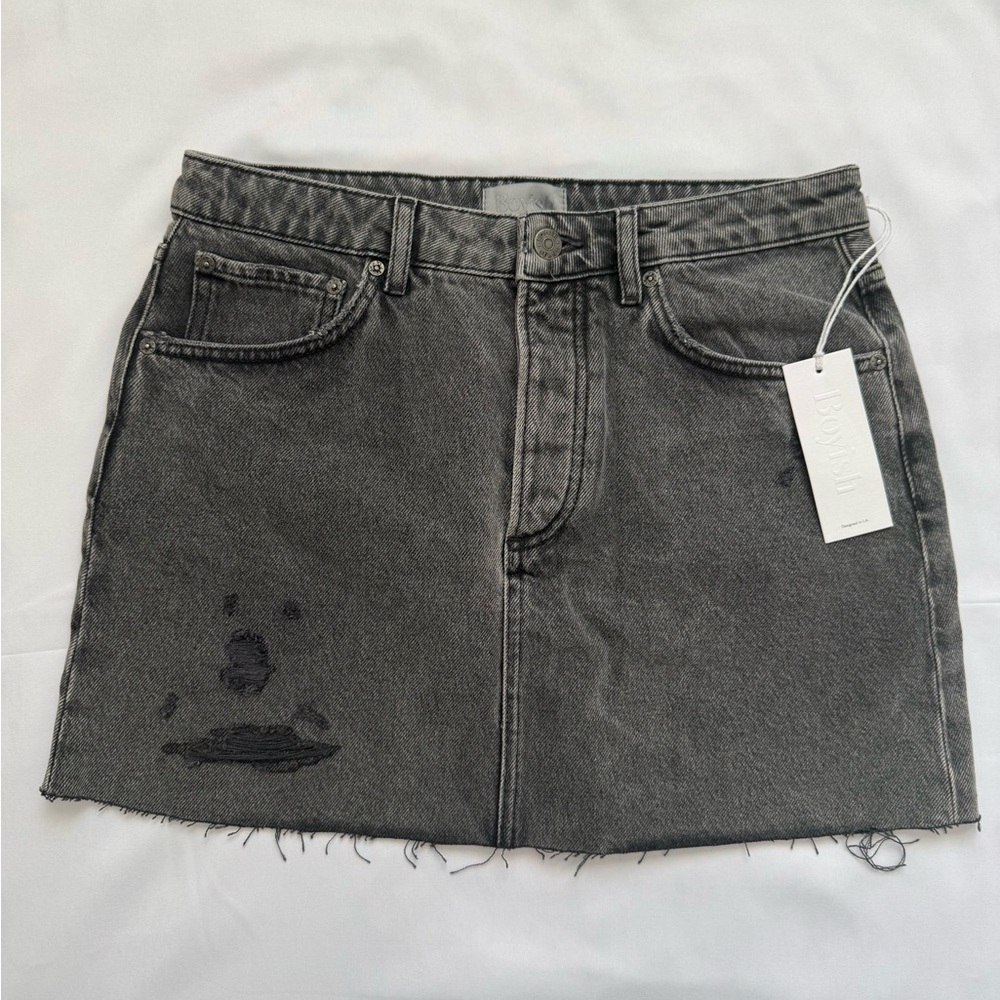 Boyish Charcoal Mini Denim Skirt